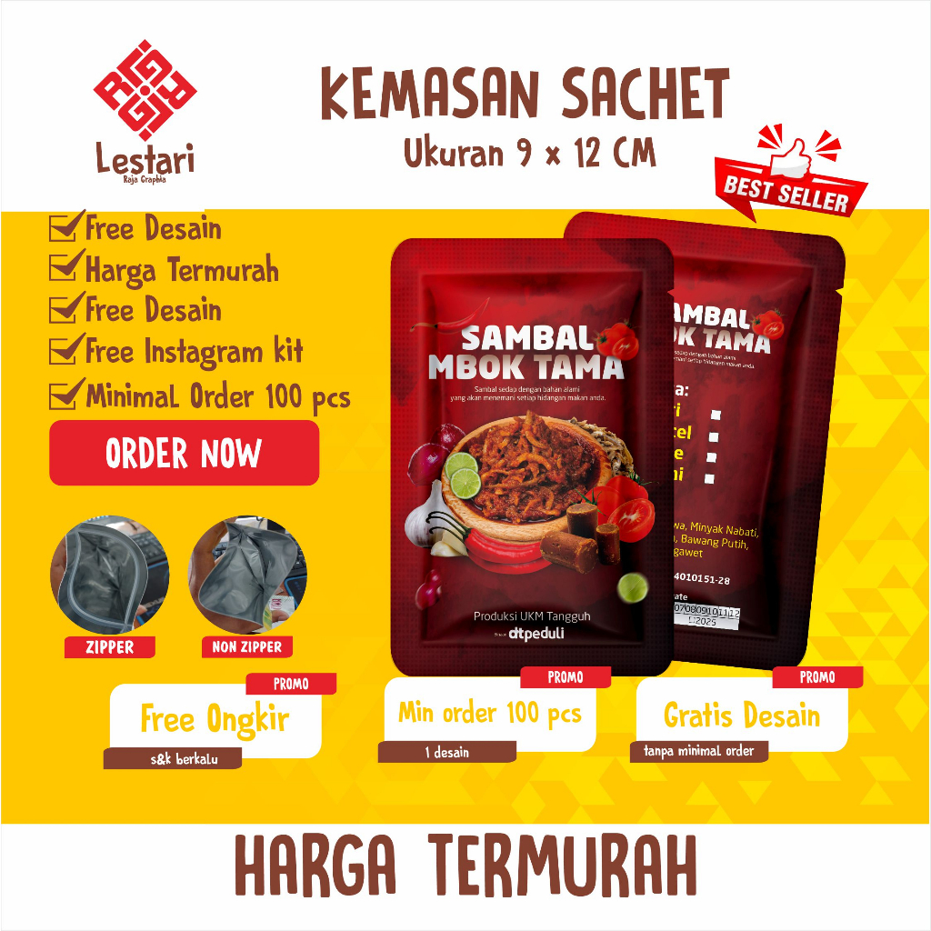 (TERMURAH) 9x12 CM - CETAK KEMASAN SACHET FULL PRINTING