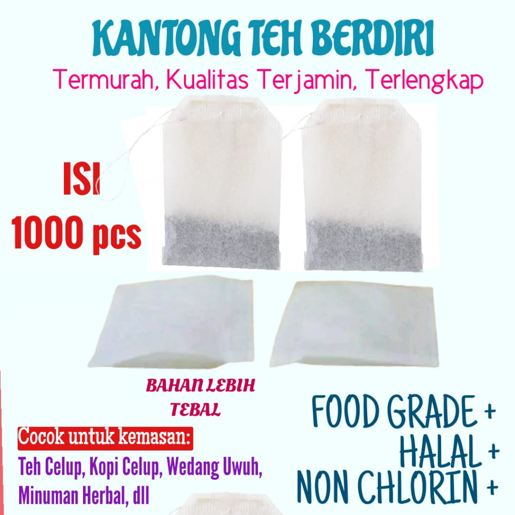 Kantong Teh Celup Kosong Berdiri Isi 1000 pcs UMKM Ukuran Jumbo Halal Food Grade Tebal Kantung Sarin