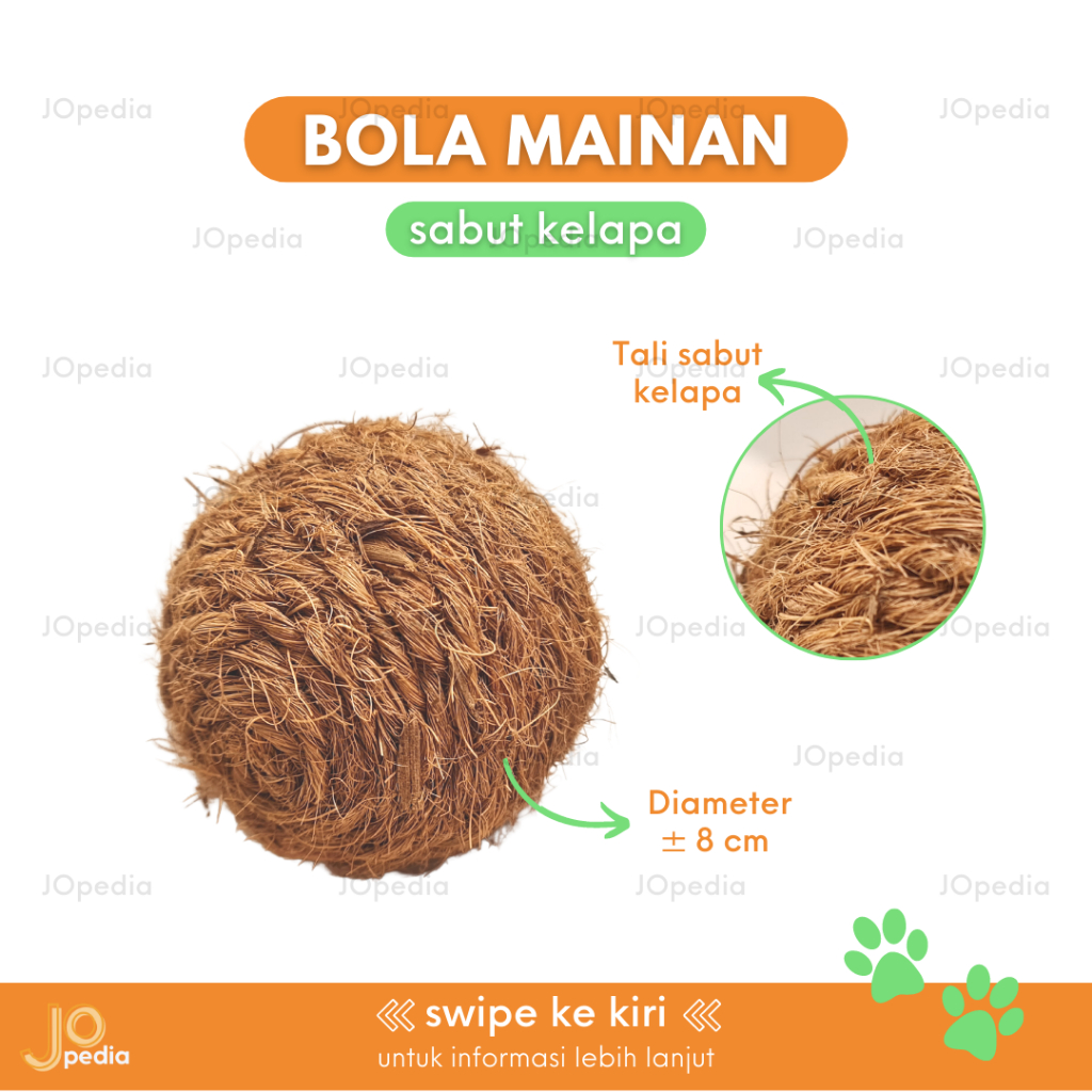 BOLA MAINAN Kucing Sabut Kelapa Ijuk Hitam Mainan Gigit Anjing Pet Toy