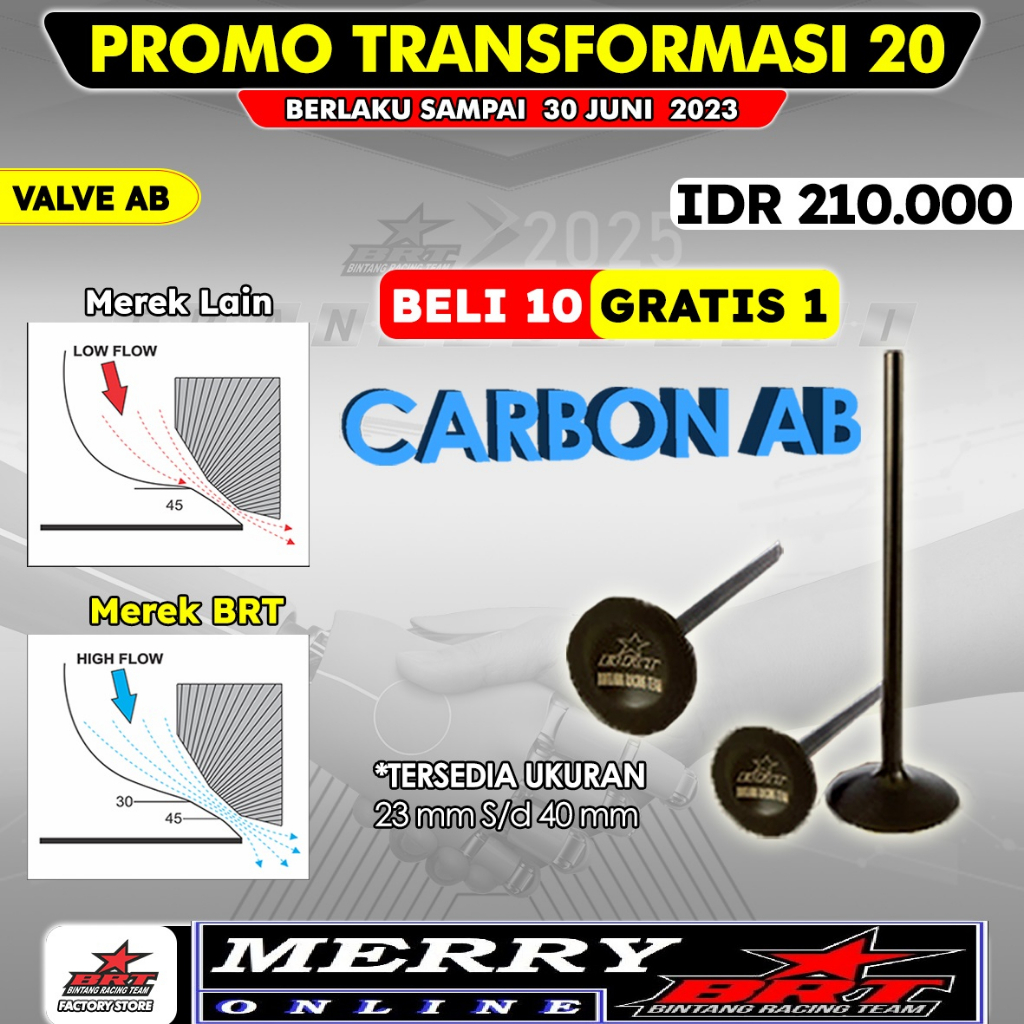 Racing Valve BRT Carbon Payung Klep batang 5mm
