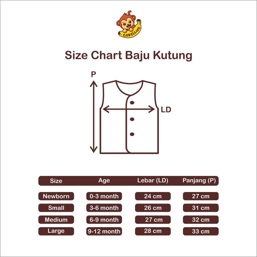 Fluffy Nova Gorillux 3 Pcs Baju Kutung Bayi Newborn 0-4 Bulan Singlet Piyama Baby Gift