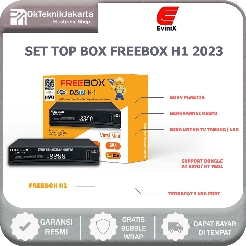 Set Top Box DVB T2 FreeBox H1 / Evinix H1 Body Plastik Terbaru