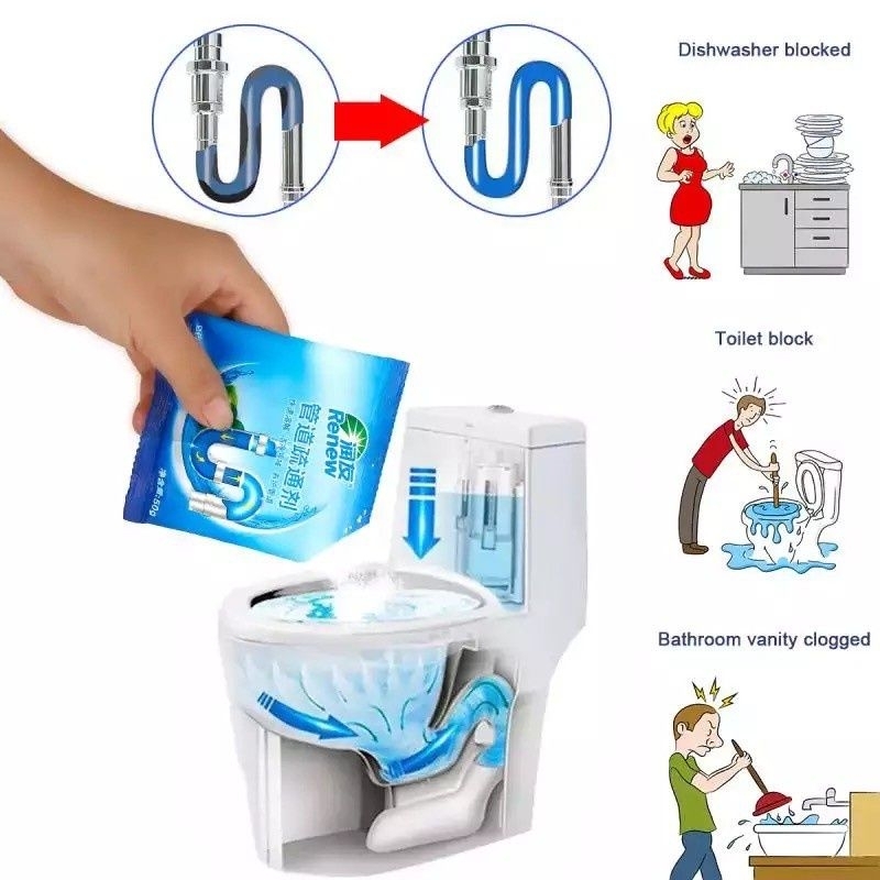 Serbuk Bubuk Anti Sumbat Pipa Pembersih Saluran Air Toilet Wastafel WC Penyumbatan Mampet Soda Api