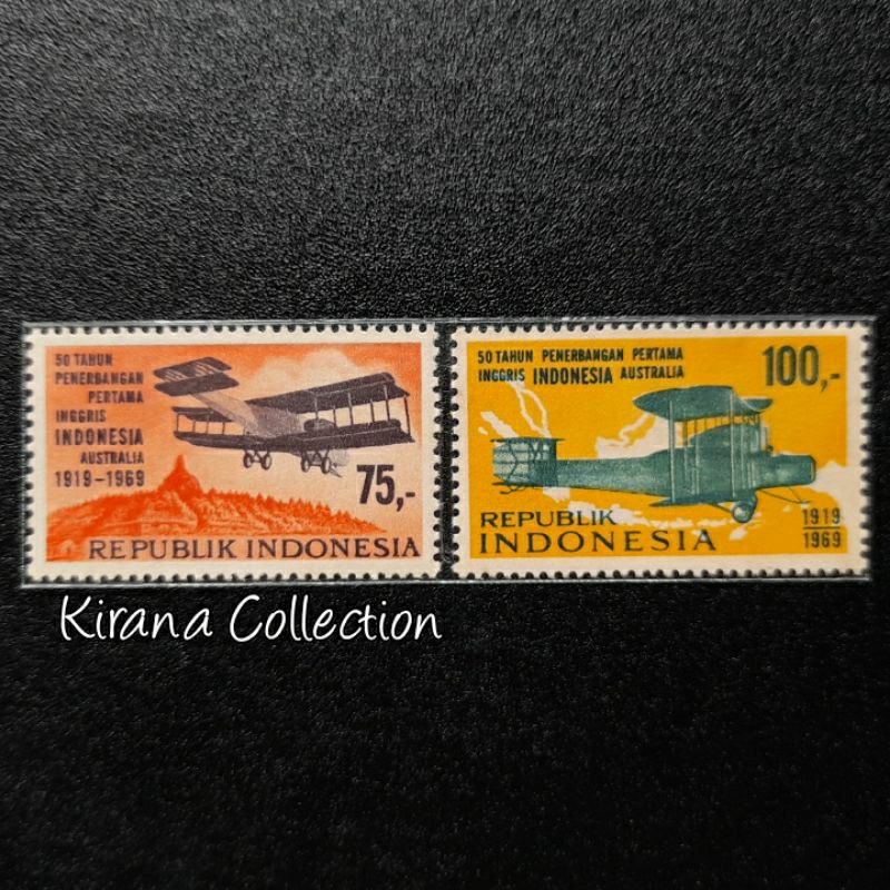 

LOT.F183 PRANGKO INDONESIA I-125 2V 50TH PENERBANGAN ING-IND-AUS 1969