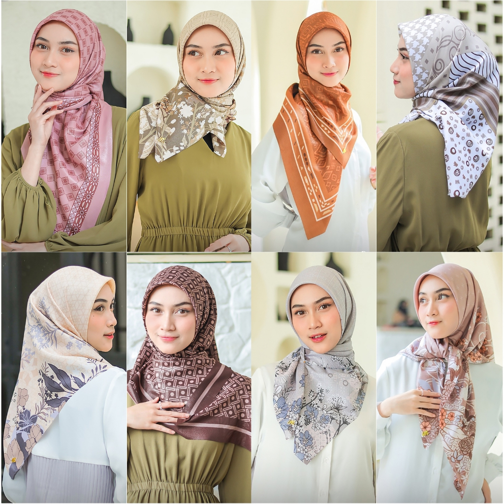 [RANDOM] Jilbab Segiempat LUXURY PRINT UMAMA motif bahan Cotton Lurex original Premium khusus RANDOM CAMPUR  WARNA DAN MOTIF