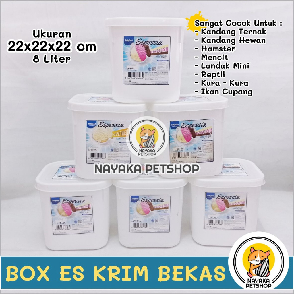 Kandang Hamster Box Es Krim Bekas Indofood 8 Liter Ember Wadah Kotak Ice Cream Eskrim Tempat Ternak Mencit Tikus Reptil Hewan