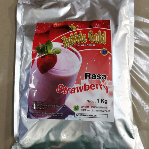 

Bubuk Minuman Es Blender Bubble Gold Rasa Strawberry Kemasan 1 Kg