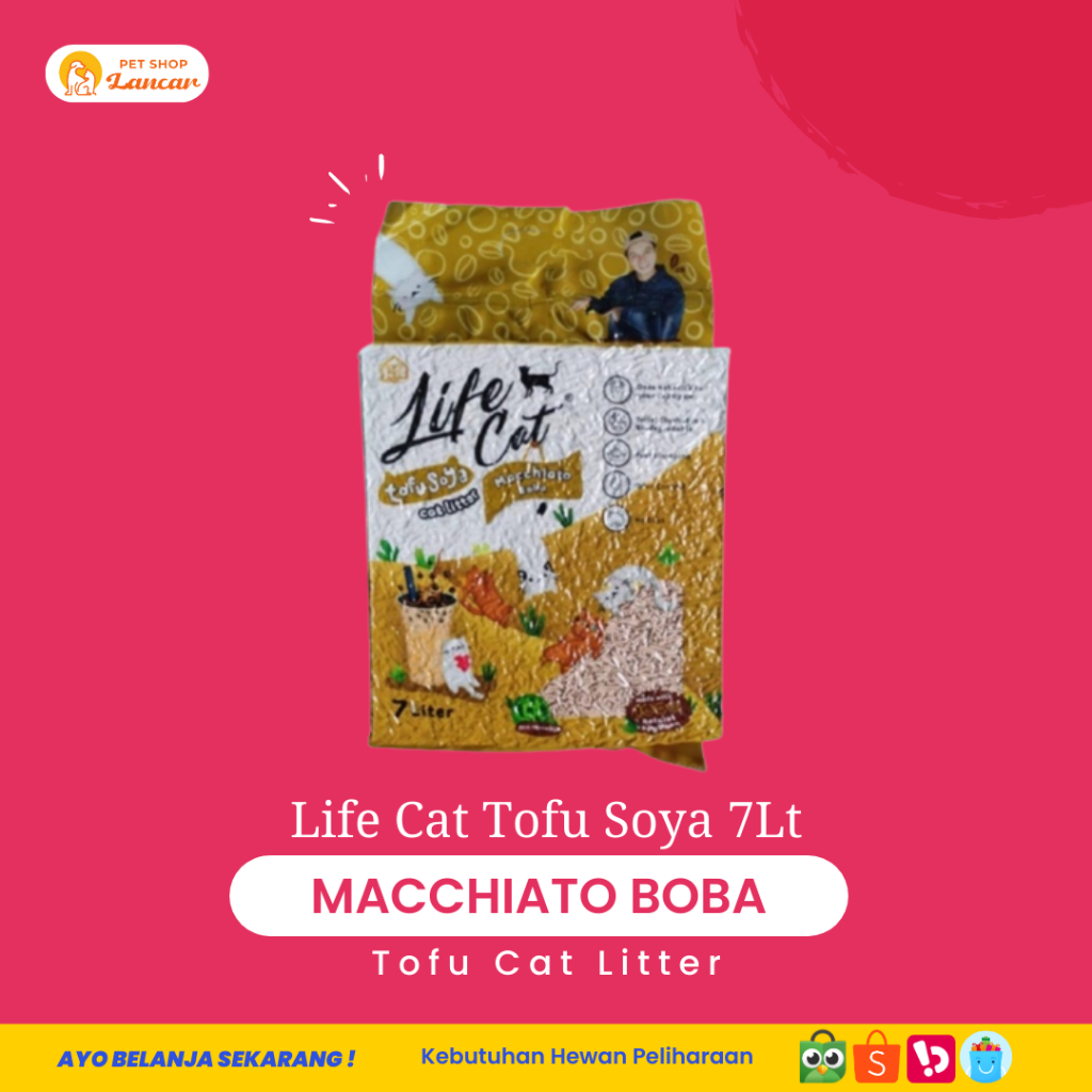 Life Cat Tofu Soya 7 Liter Pasir Kucing Gumpal Wangi Macchiato Boba