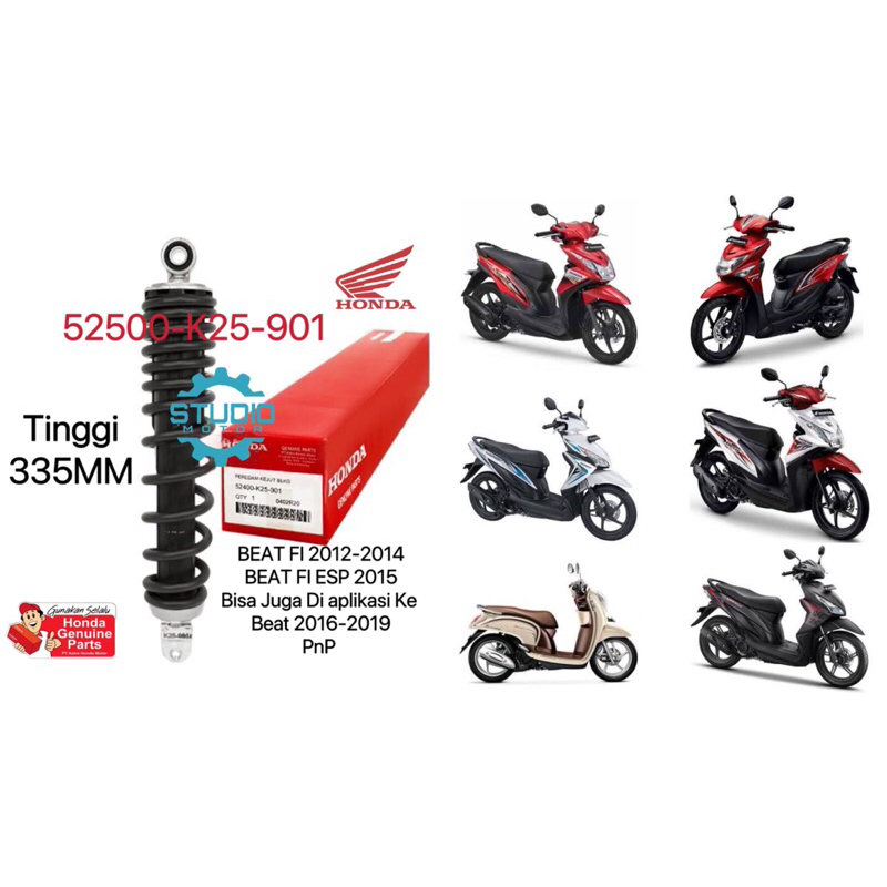 52400K25901 Shock Breker Belakang MonoShock Beat Fi  K25 K44 Scoopy Fi  K16 Spacy Fi KZL Vario 110 Fi Esp K46 Hitam Shockbreaker BLK Original Honda AHM HGP