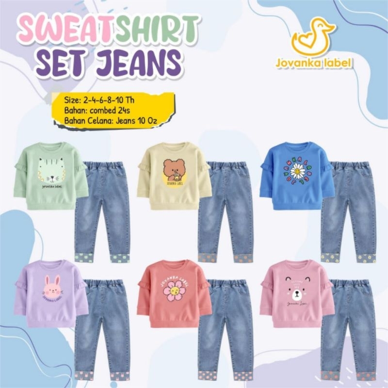 NEW PORODUK SWEATSHIRT SET JEANS ANAK JOVANKA LABEL RUFFLE LENGAN