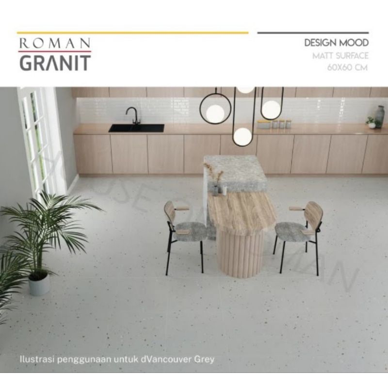 Roman Granit Rectifico 59x29 granit murah/ Ruang Dalam Rumah/ Lantai Abu abu/  Motif Teraso Abu / G5