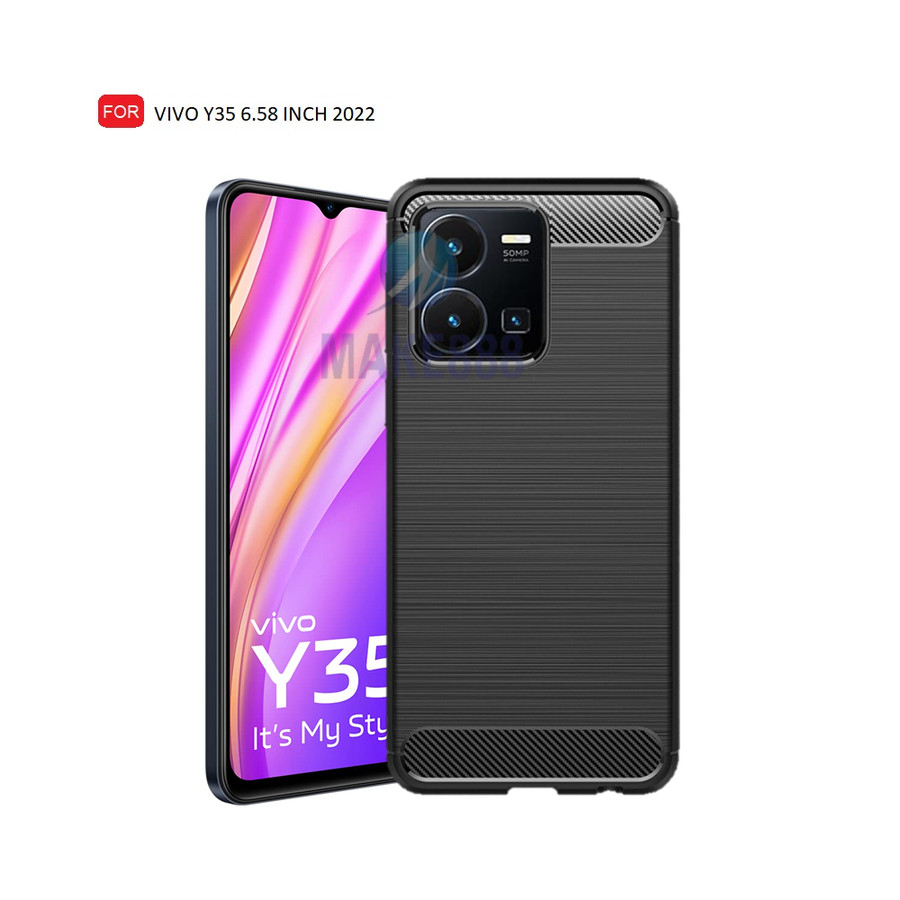 VIVO Y22 VIVO Y35 CASE IPAKY CARBON SOFTCASE BLACK SLIM KARBON CASING HITAM SILIKON KARET COVER