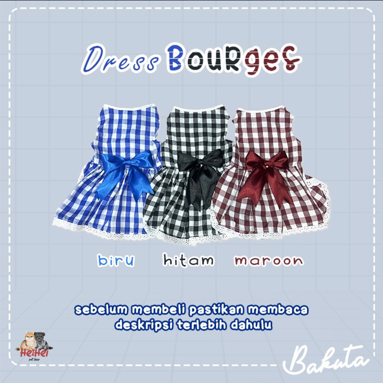 Bakuta Dress Bourges - Baju Kucing Anjing Cat Dog - Pet Clothing - Pakaian Hewan