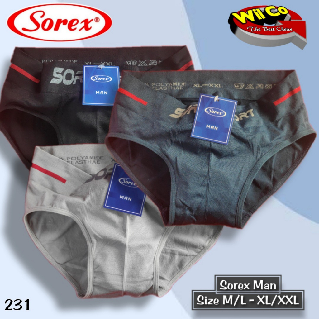 K231 - [Harga Per 1 Potong] CELANA DALAM SEGITIGA PRIA [ BRIEFT] SOREX SIZE (M-L) - (XL-XXL)