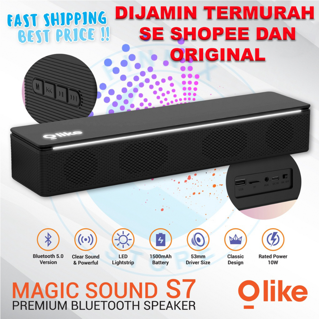 Olike Magic Sound S7 Bluetooth Speaker Portable - Garansi Resmi