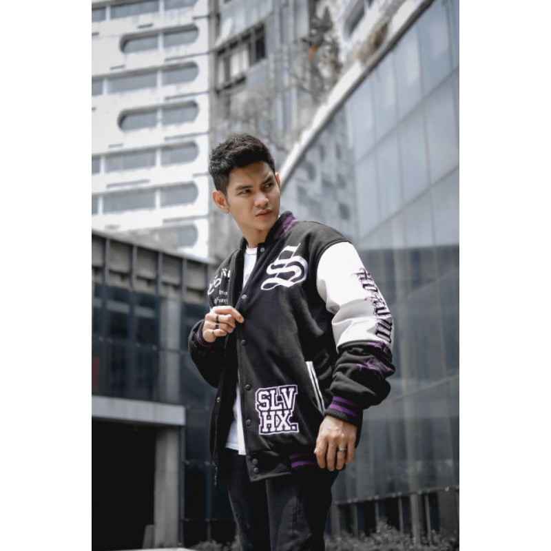 JAKET VARSITY BASEBALL SIMPLE LOGO SLVHX  BORDIR