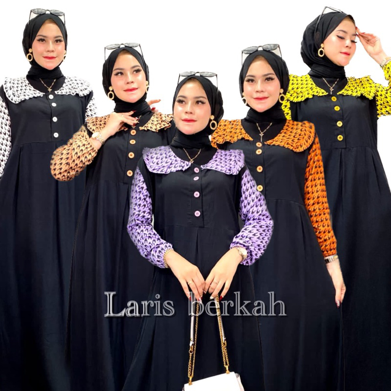DASTER ANDIN ARAB GAMIS MIDI MOMO COMBI || RAYON SUPER GRADE A ORI || MODEL KANCING DEPAN BUSUI &amp; BUMIL LD 110