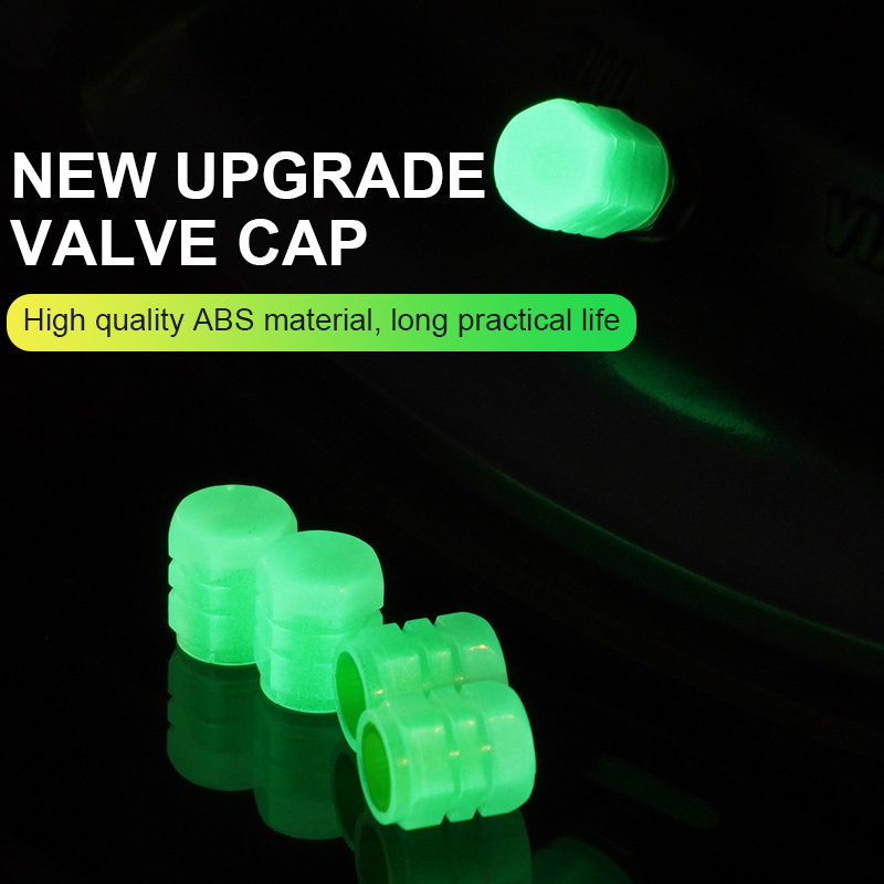 Pentil Ban Mobil Sepeda Motor Neon Luminous Valve Cap 4 PCS - F8 - Green