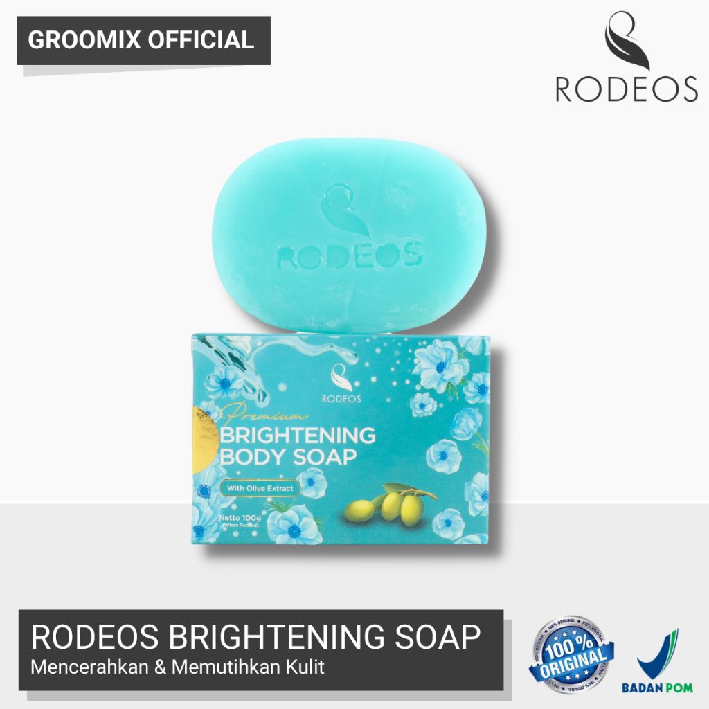 Sabun Pencerah Wajah Badan Pria Ampuh Rodeos Brightening Body Soap Sabun Whitening BPOM Honey Ferment Filtrate With Extract Olive Oil 100g SM7