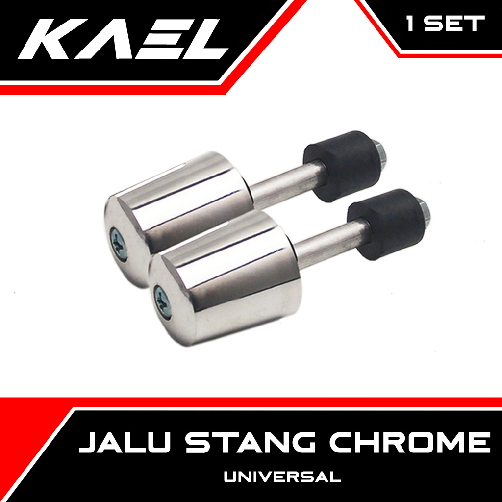 Jalu Stang Chrome PCX Mini Jumbo-Thunder-Satria FU-Shogun Motor Matic-Bebek-Sport Universal Bandul Tutup Ujung Setang Beat-FI-F1-Street-eSP &amp; Vario 150-125 LED Silver Kecil Besar