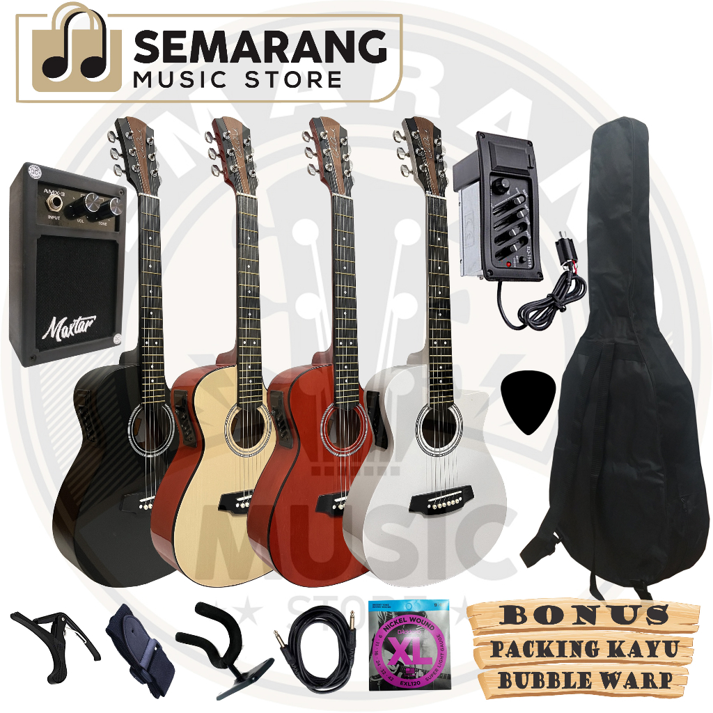 Gitar Akustik Elektrik ¾  Cole Clark Custom Tanam Besi Gitar 3/4 Cole Clark Custom Termurah Eq 7545R Paket Super Komplit