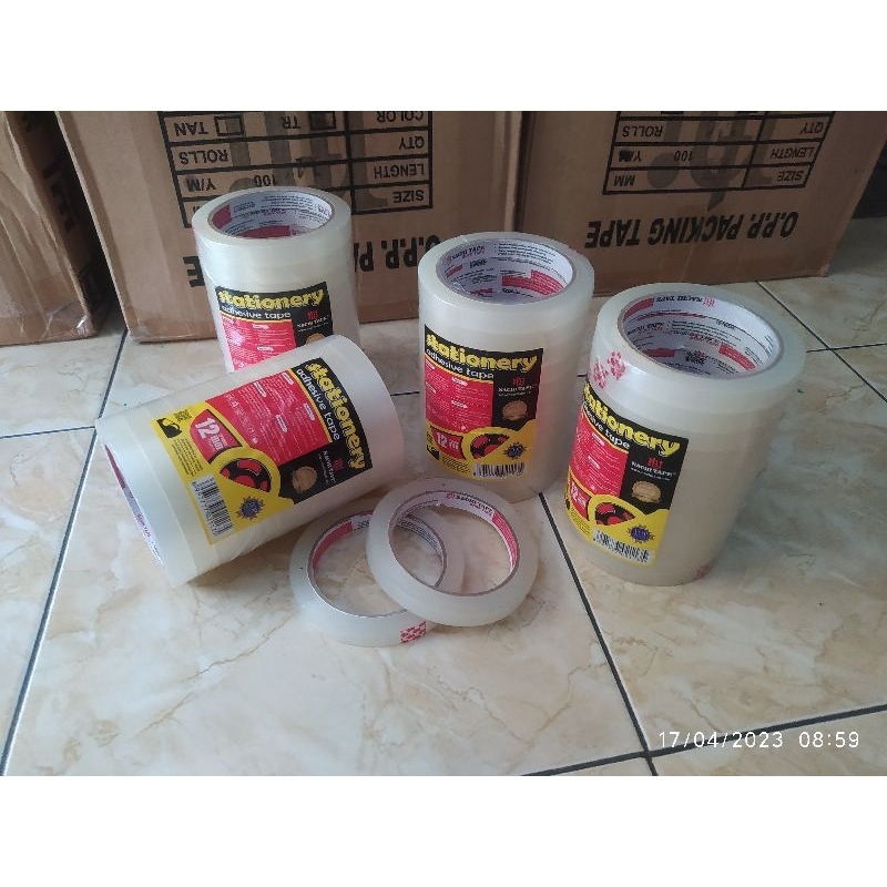 lakban nachi bening 12mm (1/2inch) 72yard (harga 1slop = 12rol) / isolasi nachi bening 12mm