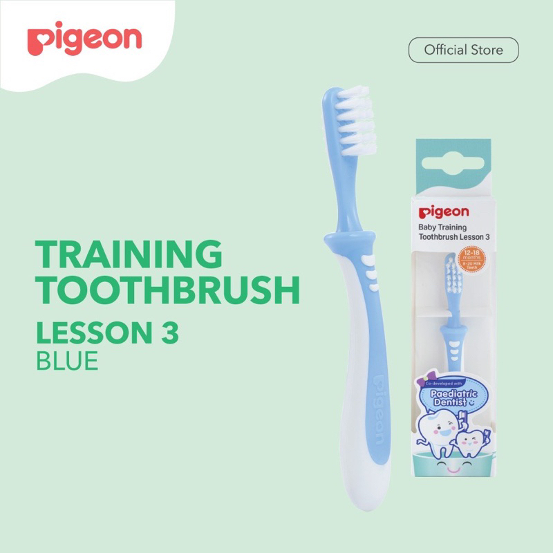 Pigeon training toothbrush sikat gigi anak lesson 3 usia 6-18 bulan