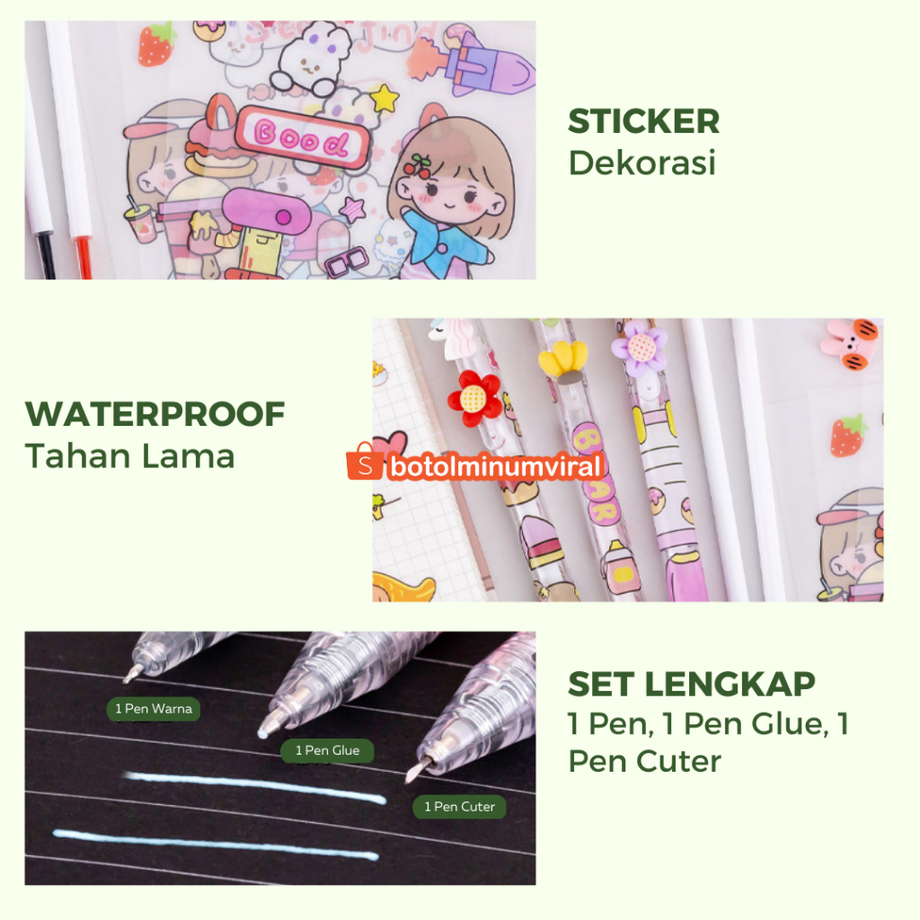 Sticker Momo DIY Pen Bolpen Viral Scrapbook Stiker 2D 3D Korea Hadiah