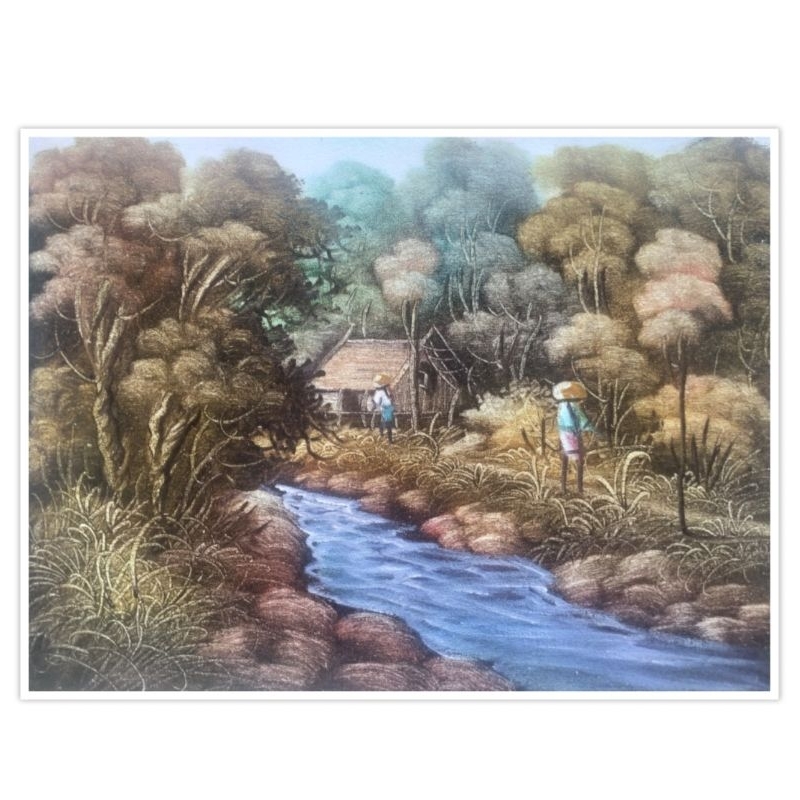 Lukisan Pemandangan Kampung 30 x 40 cm