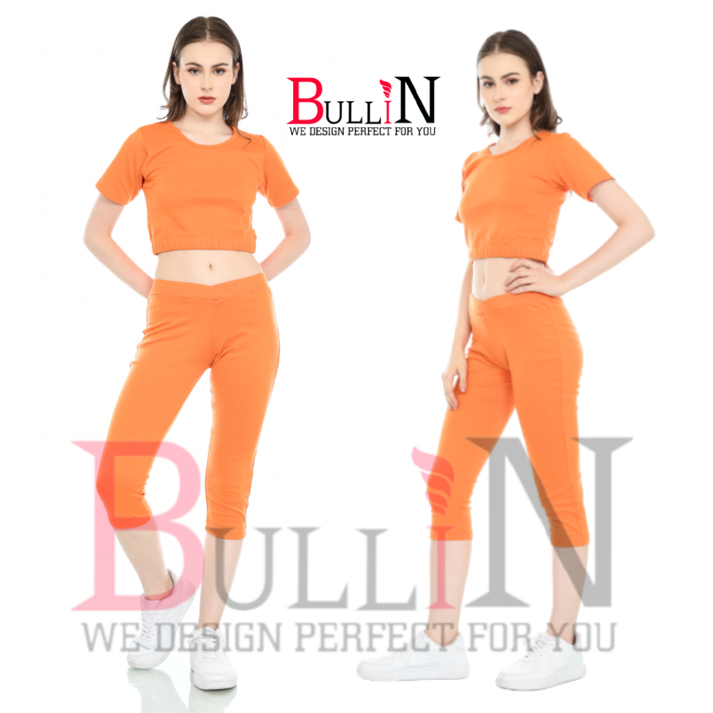 Set Crop Wanita Pendek Aerobik / setelan polos pendek crop cewek | Bullin