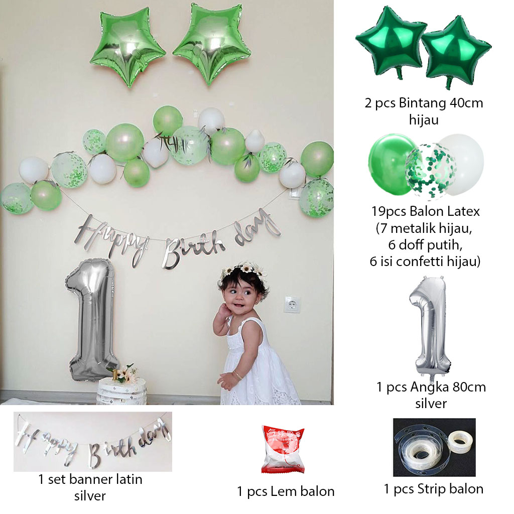 [PAKET] Dekorasi Ulang Tahun Anak CHAIN SIMPLE STAR LATIN Hiasan Birthday Backdrop