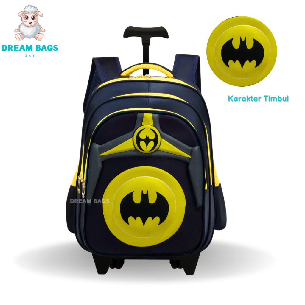 Tas Troli Anak Laki Laki Sekolah SD Import Dream Bags Tas Koper Anak - Trolley Anak - Tas Dorong Anak - Karakter Spider