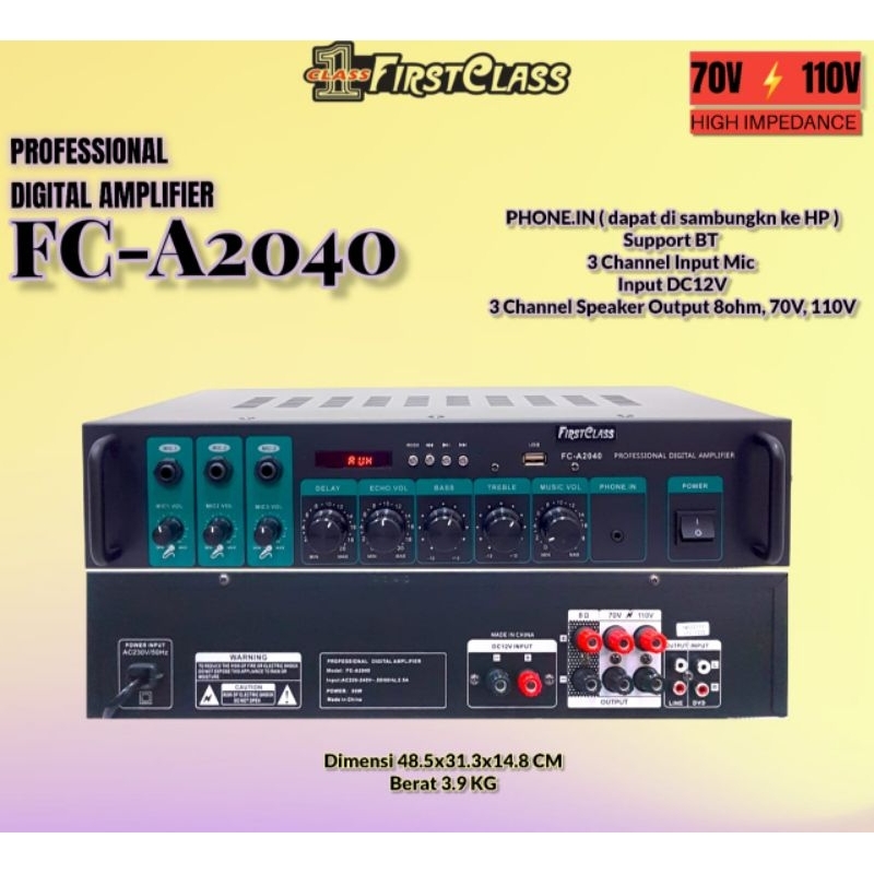 Amplifier Firstclass FC A2040 Amplifier Toa Firstclass FC A 2040