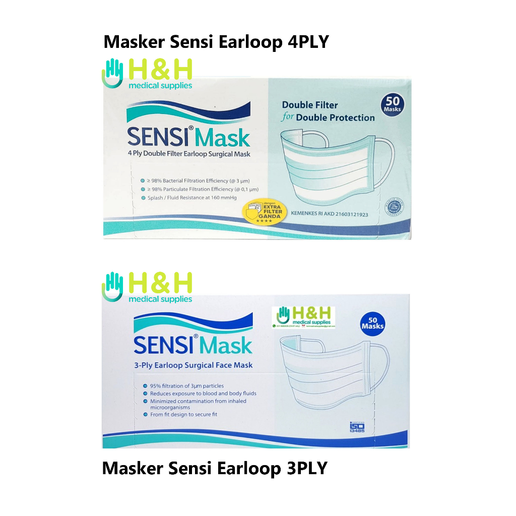 Masker Sensi Earloop 3ply / Masker Sensi 3ply / Masker 3ply Sensi / Masker Sensi Earloop 4ply / Masker 4ply sensi / Masker medis Sensi /  sensi Mask / Masker Earloop / Masker Bedah / Masker surgical