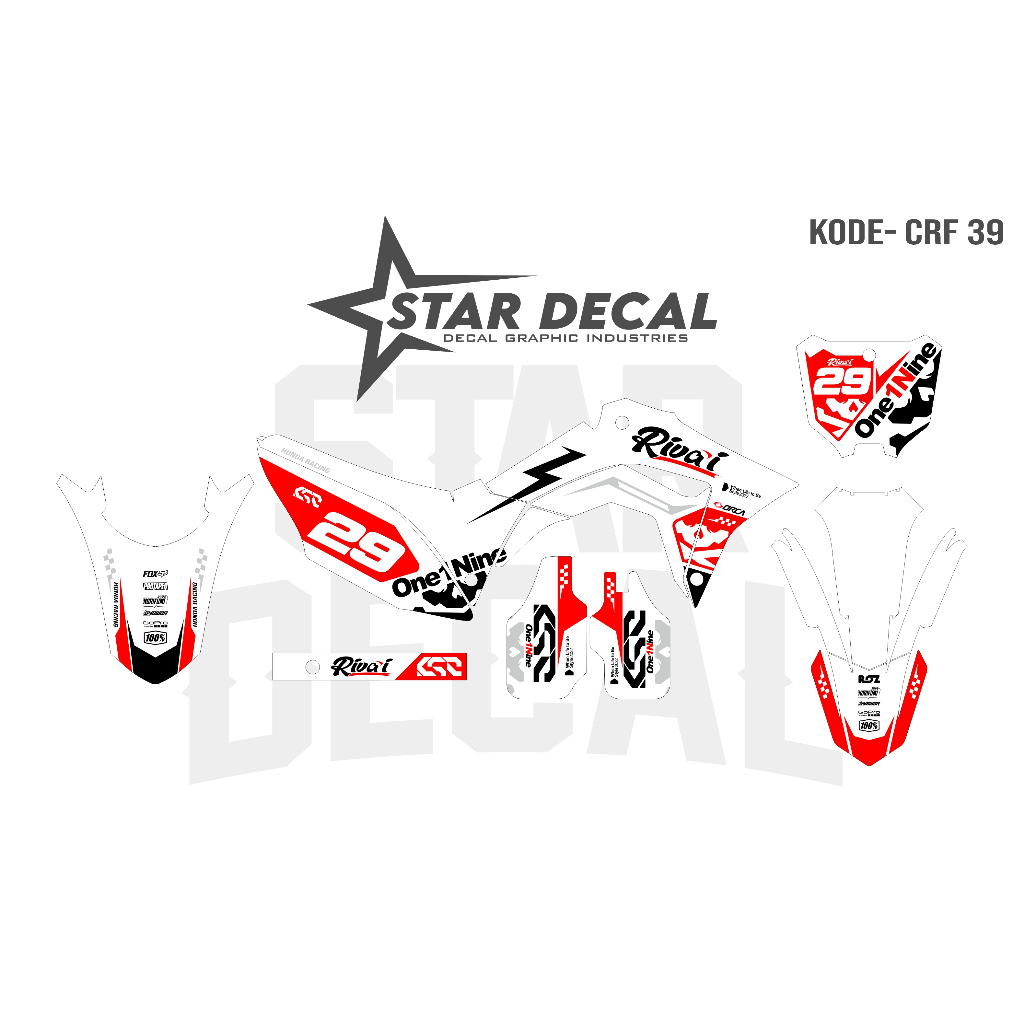 DECAL CRF 150 L FULL BODY STICKER DECAL CRF ONE ONE NINE  PUTIH SUPER GLOSSY