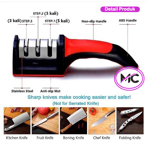 Alat Pengasah Pisau Dan Gunting 3in1 Serbaguna Alat Pengasah Penajam Pisau Serbaguna 3 Step Asahan Pisau Praktis