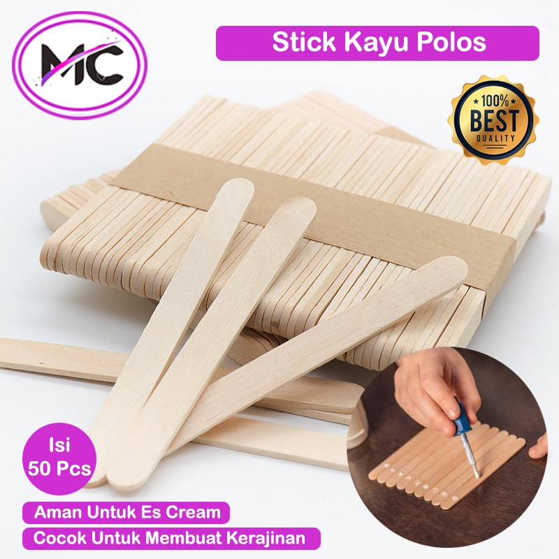 Stick Es Krim Kayu Gagang Ice Cream Serbaguna Stik Es Membuat Kerajinan  DIY Sekolah Premium