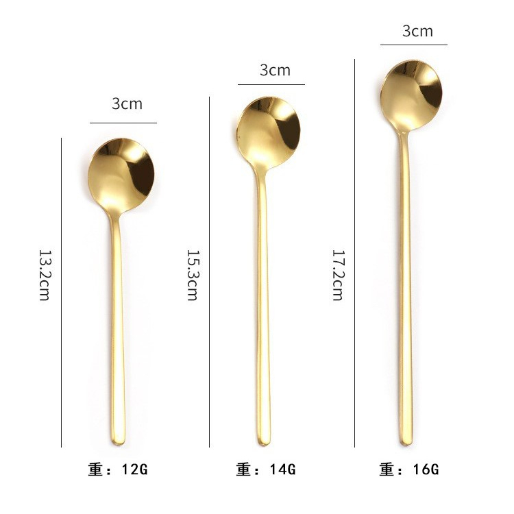 ❤ IJN ❤ SENDOK STAINLESS PANJANG BULAT GOLD SILVER / SENDOK ES KOPI PANJANG / SENDOK ADUK MINUMAN PENGADUK KOPI TEH COCKTAIL GAGANG PANJANG STAINLESS STEEL / SENDOK SIRUP / SENDOK CAFE