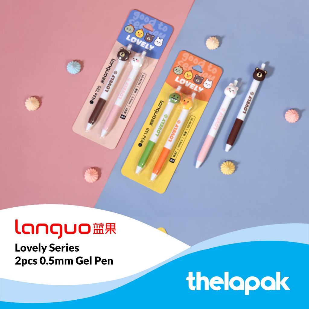 

Pulpen Gel 0.5mm Set 2pcs Languo Lovely Series Brown Bear & Pink Rabbit Pen