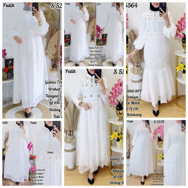 Dress Party PUTIH/WARNA TEBAL (Ada 29 motif)