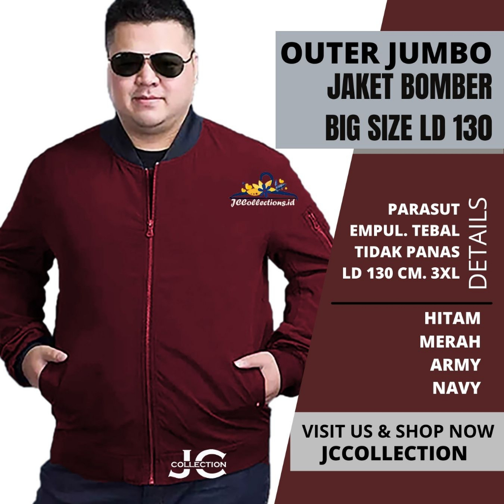 Jaket Bomber Pria Jumbo Big Size 2XL hingga 3XL - JCCollections