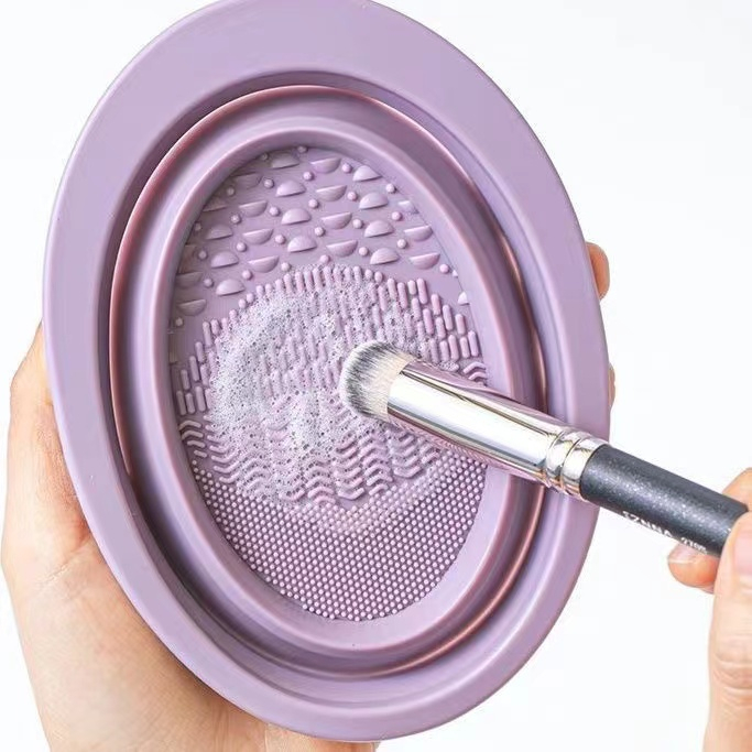 MAANGE Makeup Brush Cleaning Bowl Cleaning Pad Premium Powder Puff Beauty tool Silicone Scrubbing Plate Foldable Multipurpose Good-looking1342