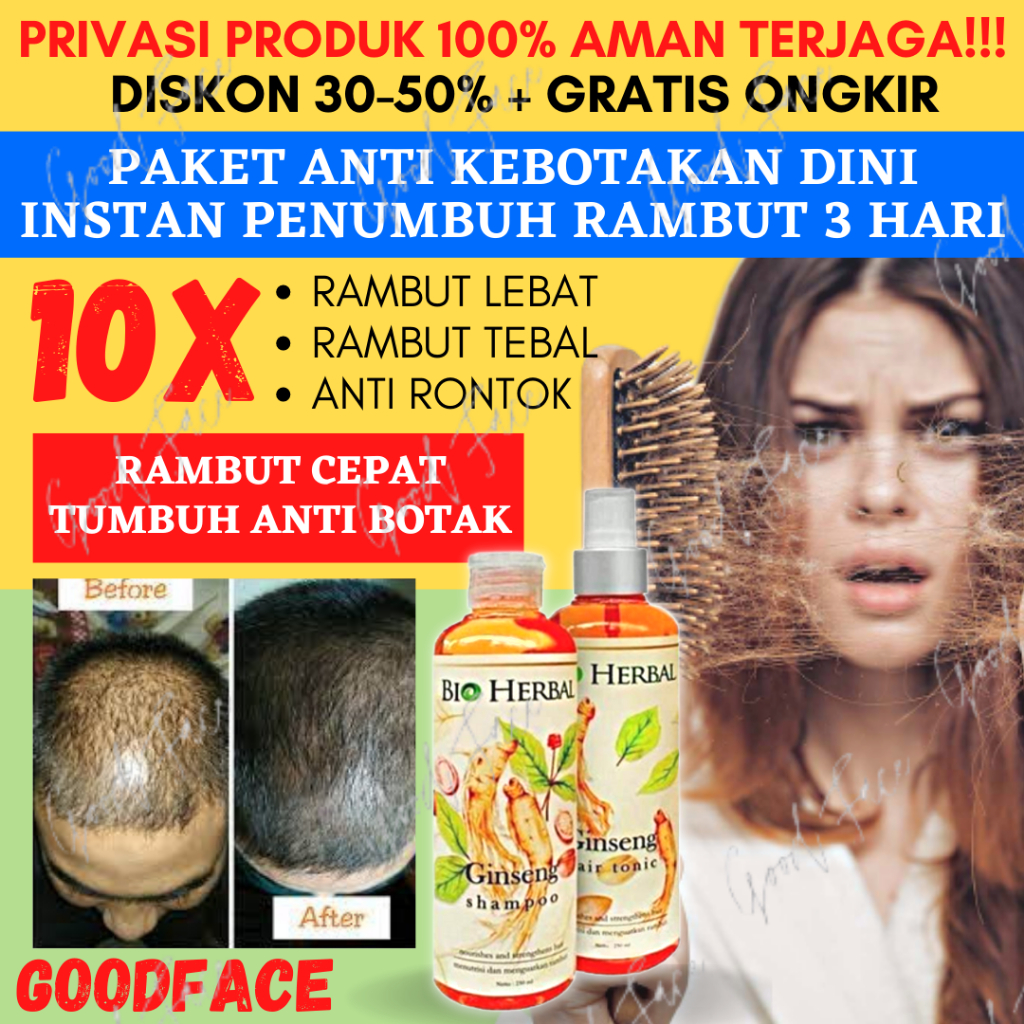 BIO HERBAL GINSENG PAKET SHAMPO N HAIR TONIC SHAMPO PENUMBUH RAMBUT CEPAT TONIC RAMBUT RONTOK PENUMBUH RAMBUT BOTAK DAN RONTOK TREATMENT RAMBUT