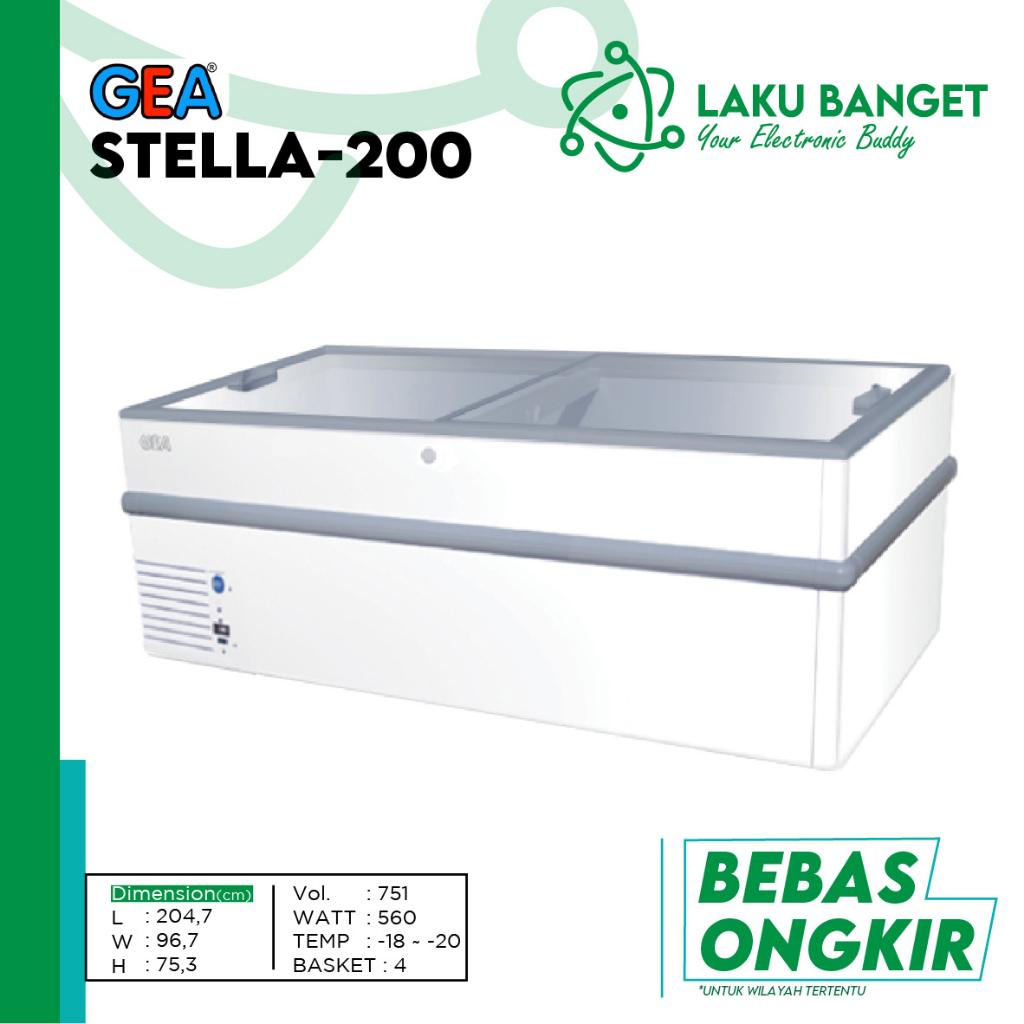 Sliding Flat Glass Freezer GEA STELLA200 Kulkas Pembeku