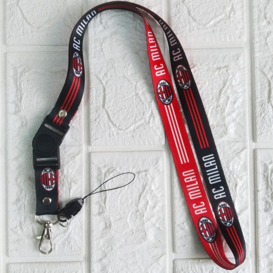 

Lanyard Tali Gantungan Id Card Ac Milan Free Strap Gantungan Hp/Flashdisk