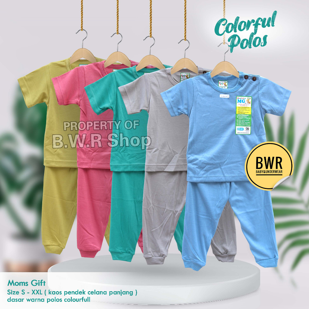 CPR Setelan Moms Gift POLOS Celestial Colorful / Piyama Anak Unisex Kancing Dada Warna Polos | Bwr