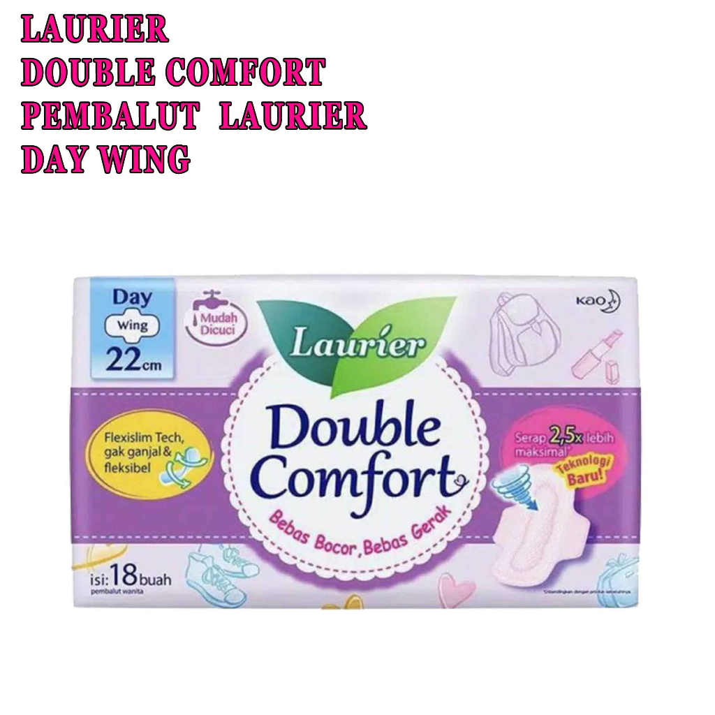 Pembalut laurier* Laurier Double Comfort* Day Wing 22cm* Isi 18 buah