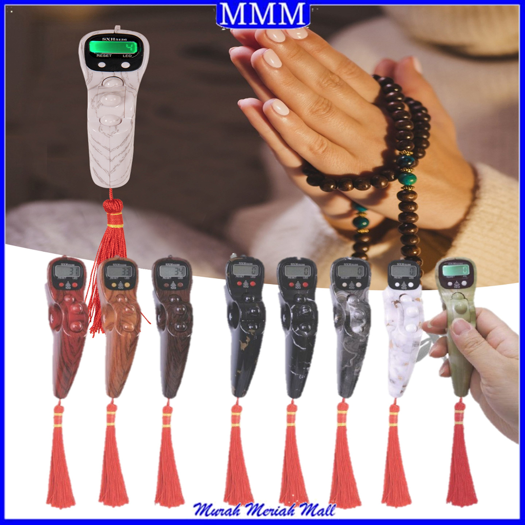 MMM Tasbih Digital LED Roling Alarm Bunyi Beep 100 Motif Marmer dan Kayu Tasbih Digital LED Jari Berputar Motif Kayu Marmer Alat Hitung Tasbih Manik Berputar Spiral Digital LED Roling Jari