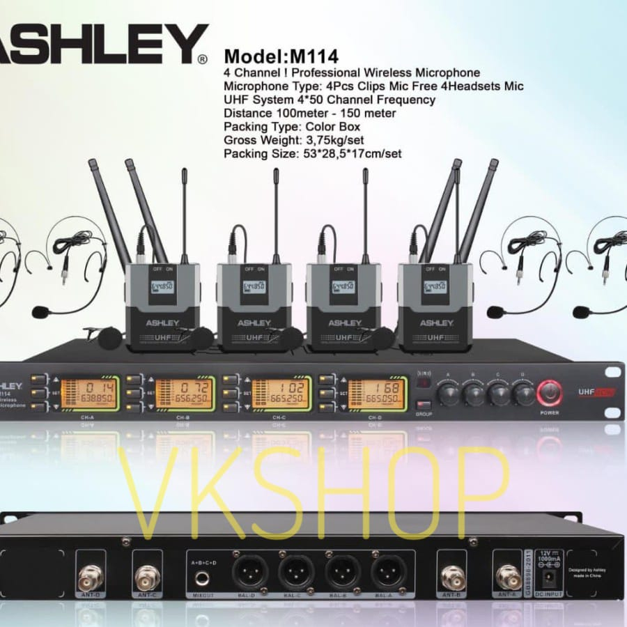 Mic Wireless Ashley M114 (4BH MIC CLIP ON) Original