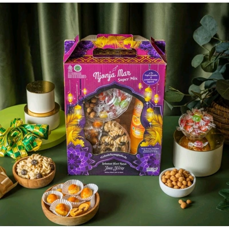 

Paket Kue Kering Lebaran - Njonja Mar Super Mix 2 Toples+ 1 Sirup 520 ML